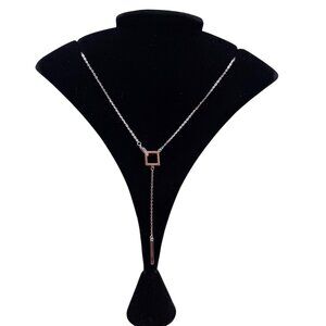 925 Sterling Silver Womens Interlocking Squares Pendant Necklace Chain Modern